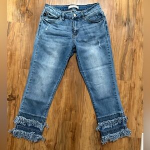 KanCan 5/26 Cropped Frayed Hem Jeans